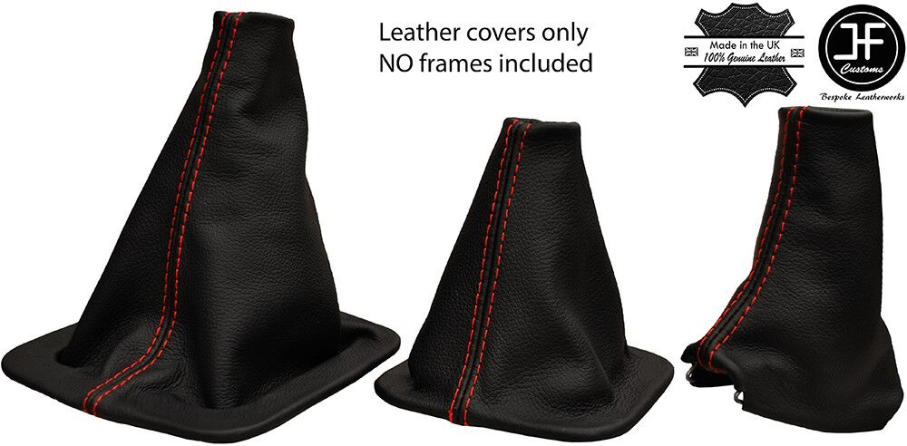 RED STITCH FOR LANDROVER DISCOVERY MK1 MK2 96-2004 3 x LEATHER GAITERS SET