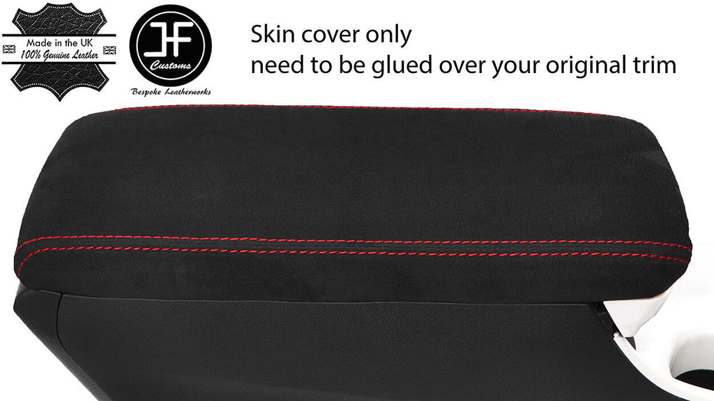 RED STITCHING REAL SUEDE ARMREST LID COVER FITS TOYOTA PRIUS 2016-2018