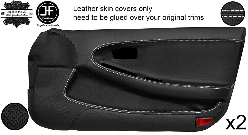 WHITE STITCH 2X FULL DOOR CARD LEATHER COVERS FITS TOYOTA MR2 MK2 89-00 STYLE 2