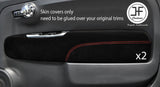 RED STITCH 2X FRONT DOOR CARD TRIM SUEDE COVERS FITS FIAT 500 07-15 STYLE 2
