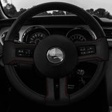 D RED STITCH LEATHER COVERED STEERING WHEEL TRIMS+FRAMES FOR FORD MUSTANG 10-14