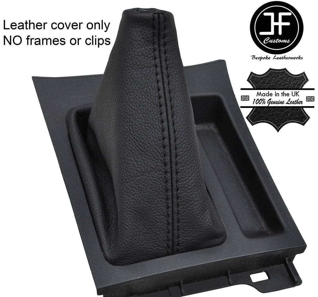 BLACK STITCHING TOP GRAIN REAL LEATHER GEAR GAITER COVER FITS MAZDA 3 2003-2008