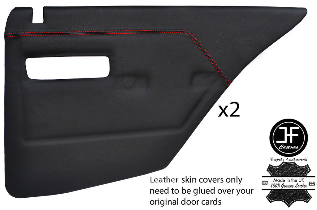 RED STITCHING 2X REAR DOOR CARD LEATHER COVERS FITS PEUGEOT 309 85-89 5 DOOR
