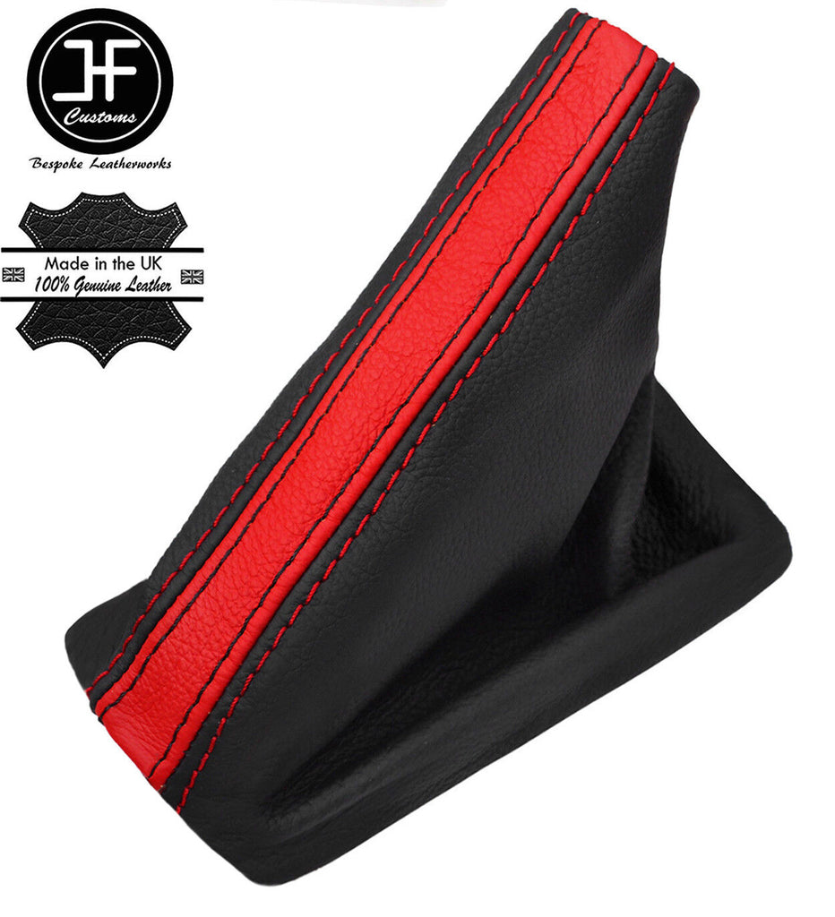 BLACK RED REAL LEATHER MANUAL GEAR GAITER FITS VOLVO C30 2006-2013 CUSTOM NEW