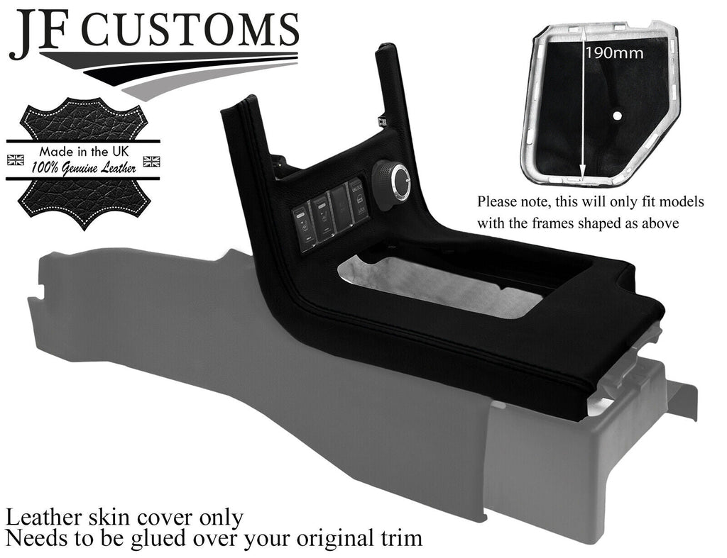 BLACK STITCH ITALIAN LEATHER GEAR SURROUND COVER FOR NISSAN NAVARA 09-12