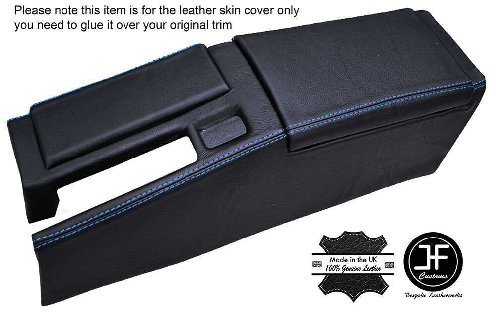 BLUE STICH CENTRE CONSOLE & ARMREST LEATHER COVERS FOR HONDA CRX DEL SOL 92-98