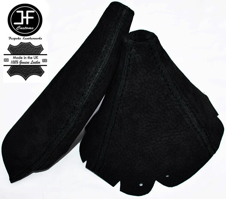 BLACK STITCHING GEAR HANDBRAKE BLACK SUEDE SET FITS MAZDA MX5 MK2 2001-2005 NB
