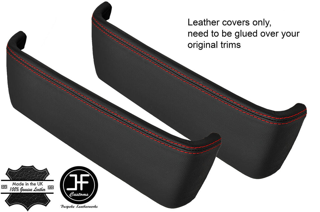 RED STITCH 2X FRONT DOOR POCKET LEATHER COVERS FITS BMW 3 SERIES E21 1975-84