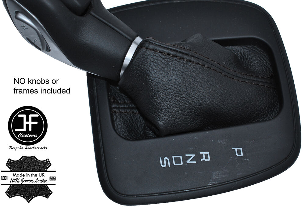 BLACK STITCH AUTO AUTOMATIC LEATHER GEAR GAITER FITS FORD KUGA 2013-2016