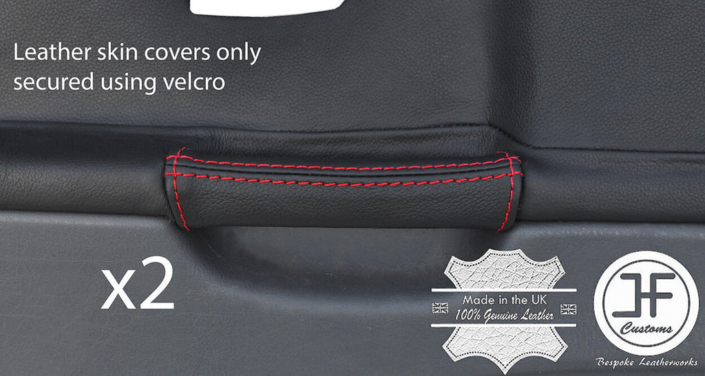 RED STITCH 2X REAR DOOR HANDLE LEATHER COVERS FITS BMW E36 SALOON TOURING