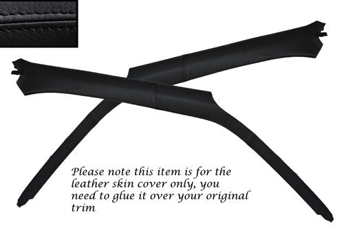 BLACK STITCH 2X WINDSCREEN PILLAR LEATHER COVERS FITS VW GOLF MK3 III 1991-1998