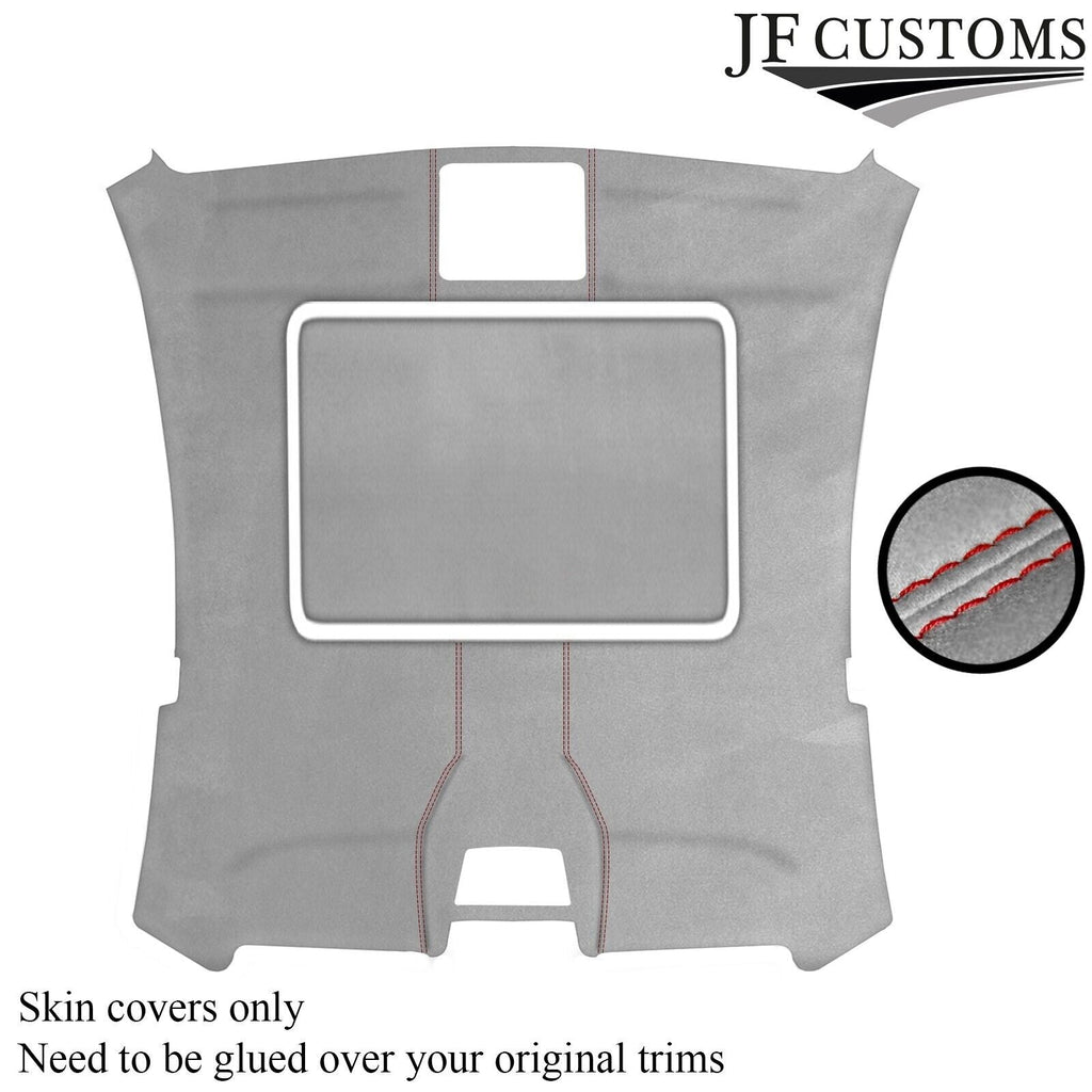 D RED STITCH SUNROOF HEADLINER L GREY LUXE SUEDE COVER FOR BMW6 E63 04-10 COUPE