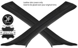 BLACK STITCHING 2X A PILLAR REAL LEATHER COVERS FOR BMW 7 SERIES E65 E66 01-09