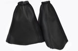 BLACK LEATHER GEAR & HANDBRAKE GAITERS SET FITS FORD FOCUS II 2004-2008