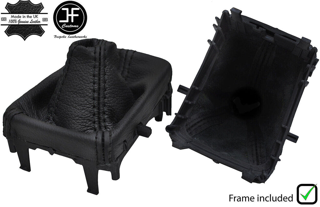 BLACK STITCH LEATHER AUTOMATIC GEAR GAITER+PLASTIC FRAME FOR VOLVO XC60 13-16