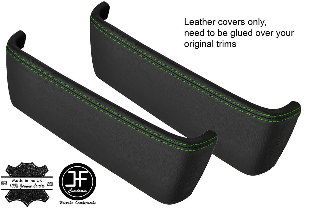 GREEN STITCH 2X FRONT DOOR POCKET LEATHER COVERS FITS BMW 3 SERIES E21 1975-84
