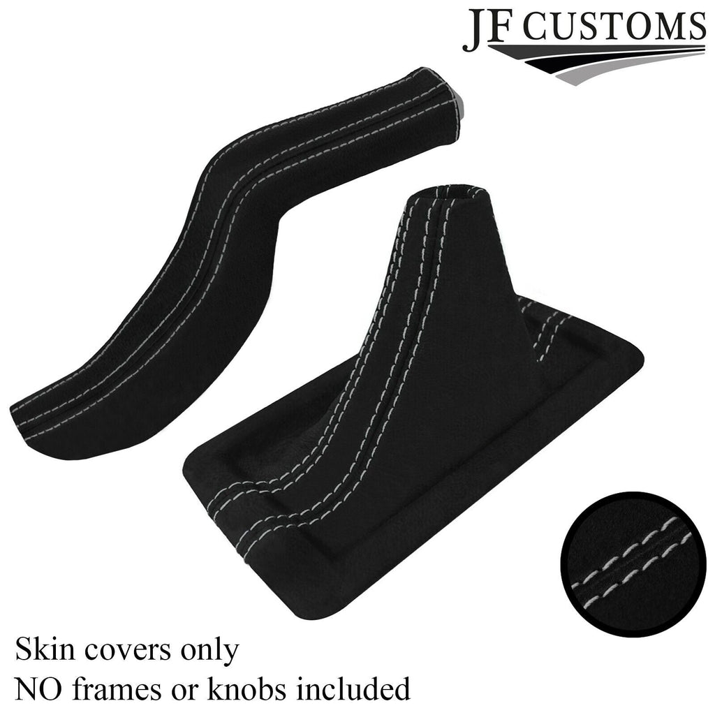 LIGHT GREY STITCH SUEDE SLIM HANDBRAKE GEAR GAITERS FOR FORD MUSTANG 05-09