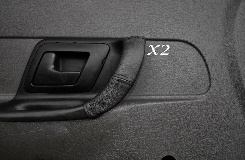 BLACK STITCH 2X FRONT DOOR HANDLE LEATHER SKIN COVERS FITS VW CADDY 1995-2003