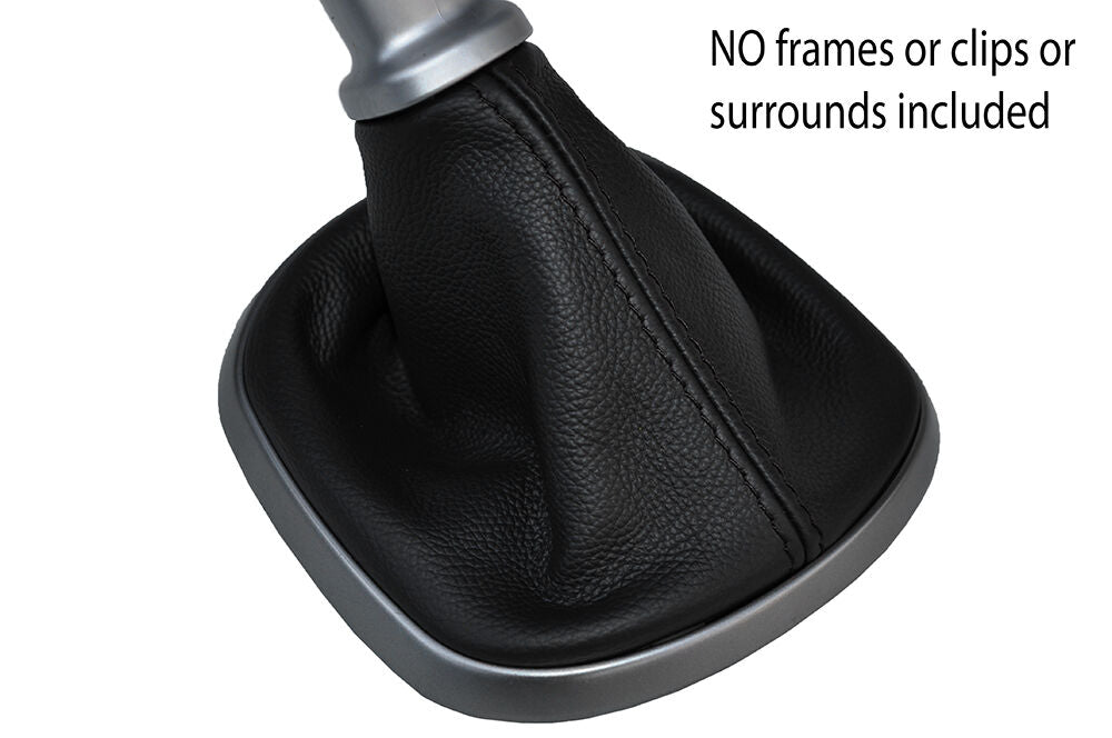 BLACK STITCHING MANUAL LEATHER SKIN GEAR GAITER FITS HYUNDAI VELOSTER 2011-2015