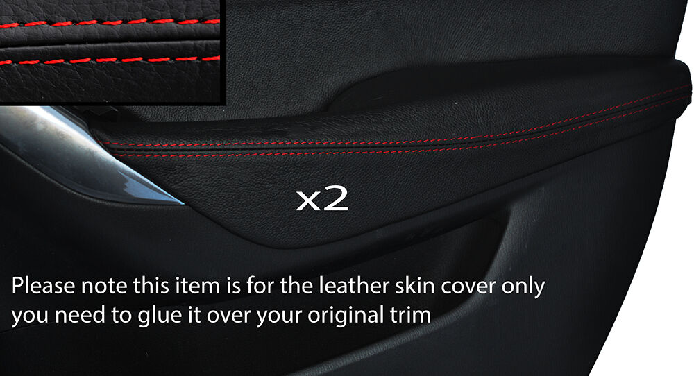 RED STITCH 2X FRONT DOOR ARMREST LEATHER SKIN COVER FITS MAZDA 6 2012-2015