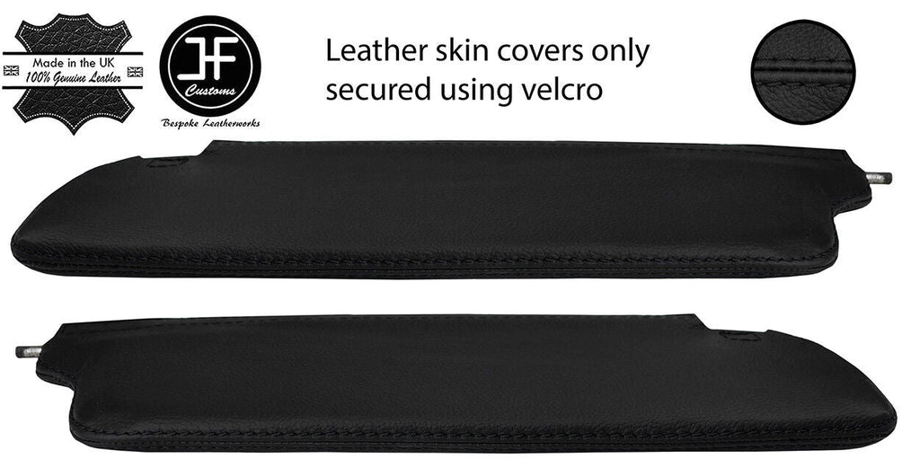 BLACK STITCH 2X SUN VISORS REAL LEATHER COVERS FOR SUNBEAM ALPINE MK4 IV MK5 V