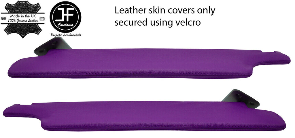 PURPLE REAL LEATHER 2X SUN VISORS COVERS FITS OPEL VAUXHALL MOVANO 2003-2010