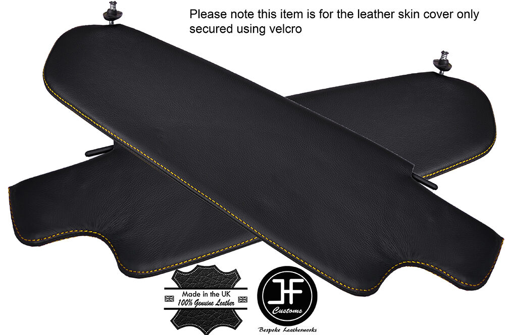 YELLOW STITCH 2X SUN VISORS LEATHER COVERS FITS VW T2 BAY WINDOW VAN 1968-1979