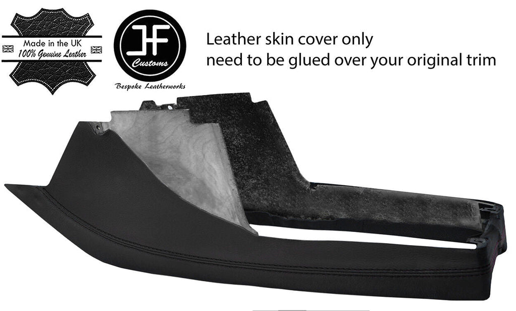 BLACK STITCH 2X LOWER CONSOLE SIDE TRIM REAL LEATHER COVER FOR BMW 6  E24 76-90