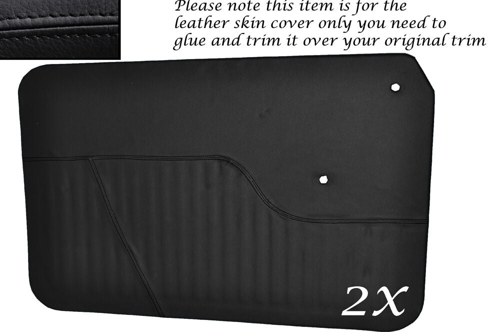 BLACK STITCH 2X FRONT DOOR CARDS LEATHER COVERS FITS MORRIS MINOR 1000 55-71