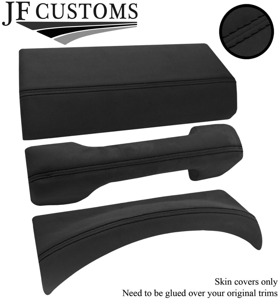 BLACK STITCH 3X DASH TRIM DARK GREY SUEDE COVERS FOR LAND ROVER DEFENDER 07-16