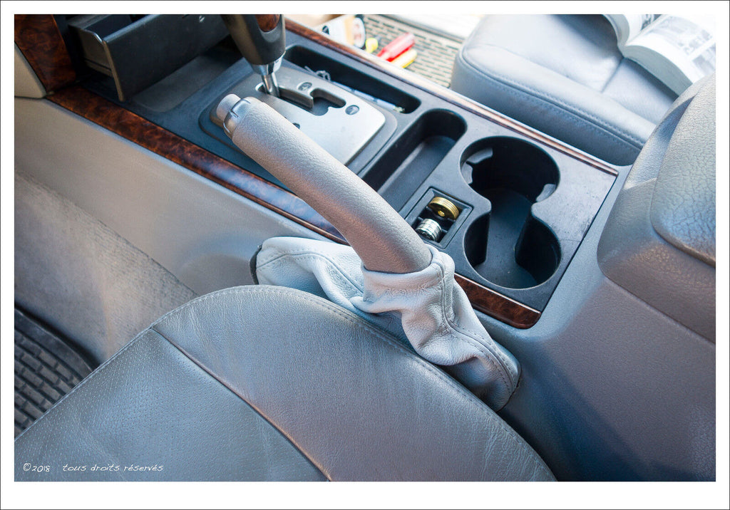 FITS KIA SORENTO HANDBRAKE GAITER LIGHT GREY TOP GRAIN REAL LEATHER CUSTOM NEW