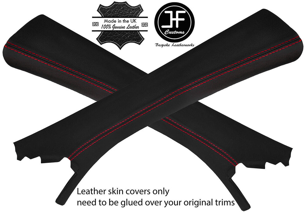 RED STITCH 2X A PILLAR REAL LEATHER COVERS FOR MERCEDES CLK W209 02-09 COUPE