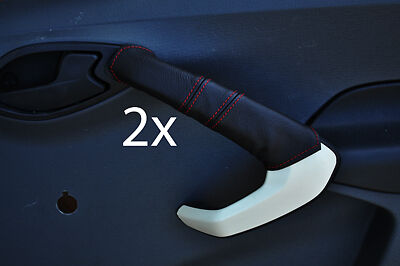 red stitch FITS FORD KA 2009+ 2X DOOR HANDEL LEATHER COVERS CUSTOM NEW