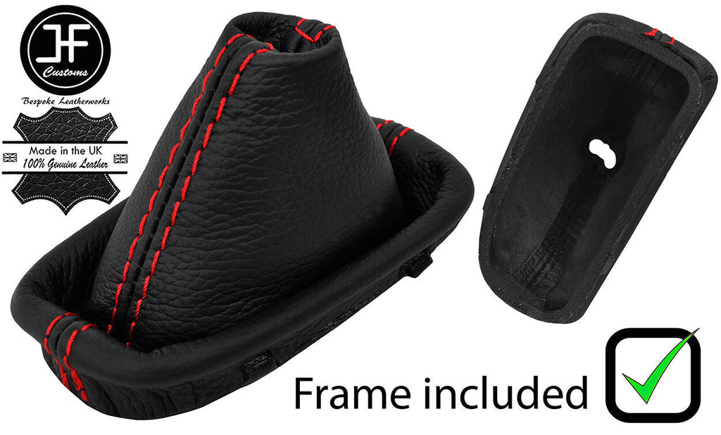 RED STITCH LEATHER AUTOMATIC GAITER+PLASTIC FRAME FOR MERCEDES CLK W209 02-09