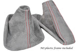 RED STITCHING LIGHT GREY SUEDE GAITER SET FITS BMW 5 SERIES E34 1984-1997