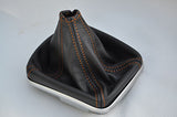 FITS FIAT GRANDE PUNTO 06-10  orange stitch LEATHER GEAR GAITER CUSTOM NEW