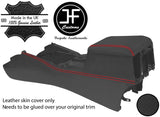 RED STITCH CENTER CONSOLE+ARMREST DARK GREY LTHR COVERS FOR VW AMAROK 10-20