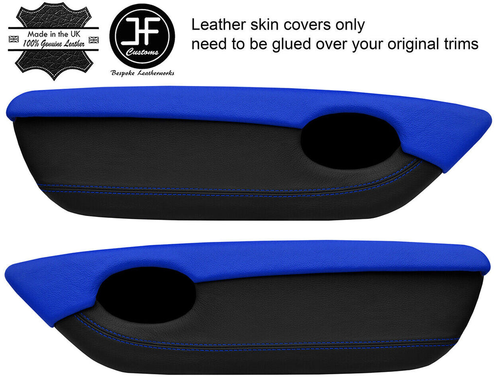 BLACK & BLUE 2 TONE LEATHER 2X DOOR CARD TRIM COVERS FITS MG TF MGTF MK2 00-06