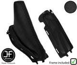 BLACK STITCH CARBON VINYL HANDBRAKE GAITER+PLASTIC FRAME FITS FORD FOCUS 05-08