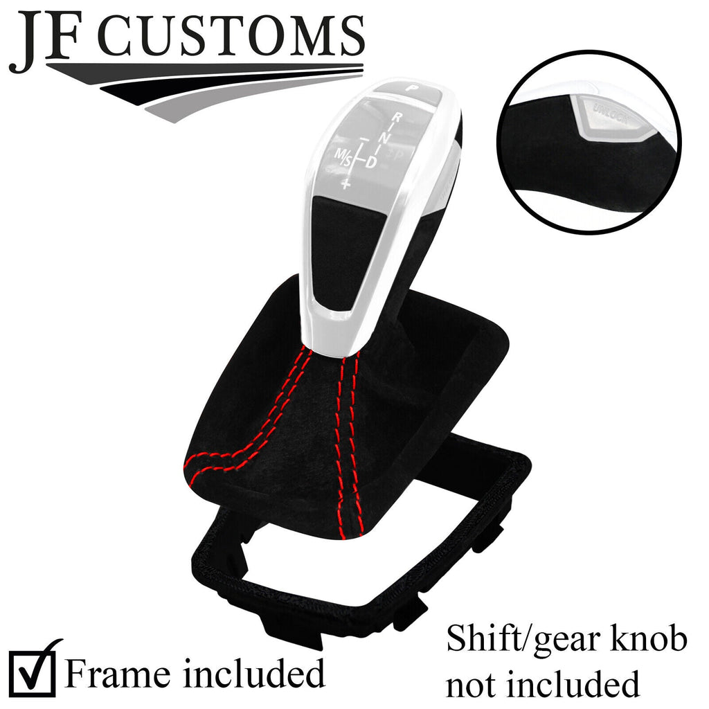 RED STITCH SUEDE AUTOMATIC DCT GEAR+PLASTIC FRAME FOR BMW E90 E92 E93 CUSTOM NEW