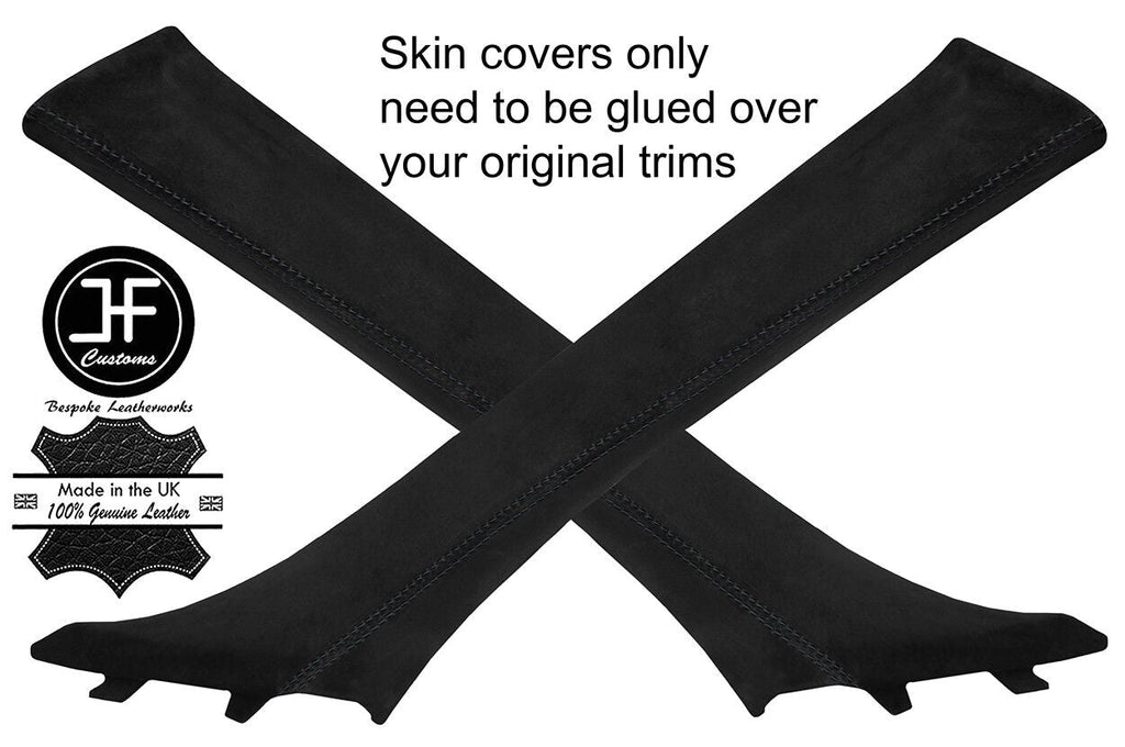 BLACK STITCH 2X A POST PILLAR SUEDE COVERS FITS BMW X6 E71 2007-2014 CUSTOM NEW
