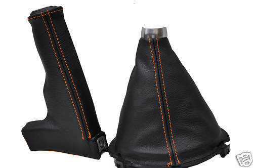 FITS AUDI TT GEAR + HANDBRAKE GAITER ORANGE  STITCH 07+ CUSTOM NEW MADE IN UK