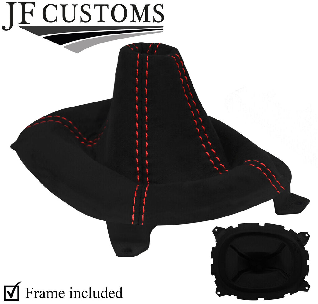 RED STITCH LUXE SUEDE GEAR GAITER+PLASTIC FRAME FOR MAZDA RX7 FD3S 92-02