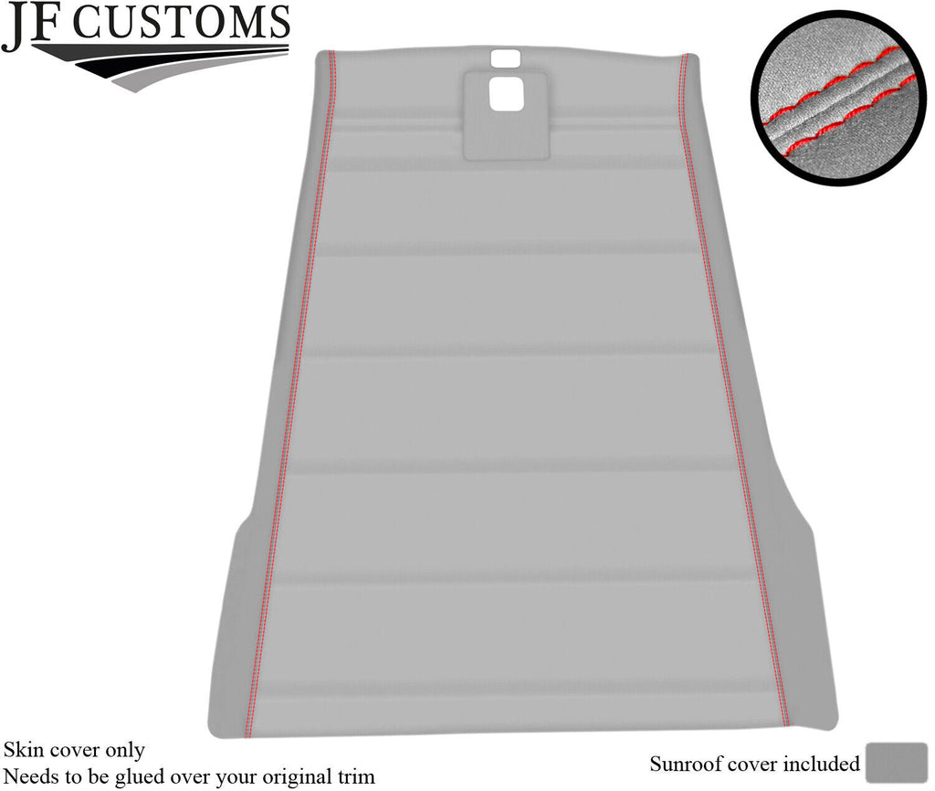 RED STITCH ROOF HEADLINING L GREY LUXE SUEDE COVER FOR VW GOLF MK2 83-92 5 DR