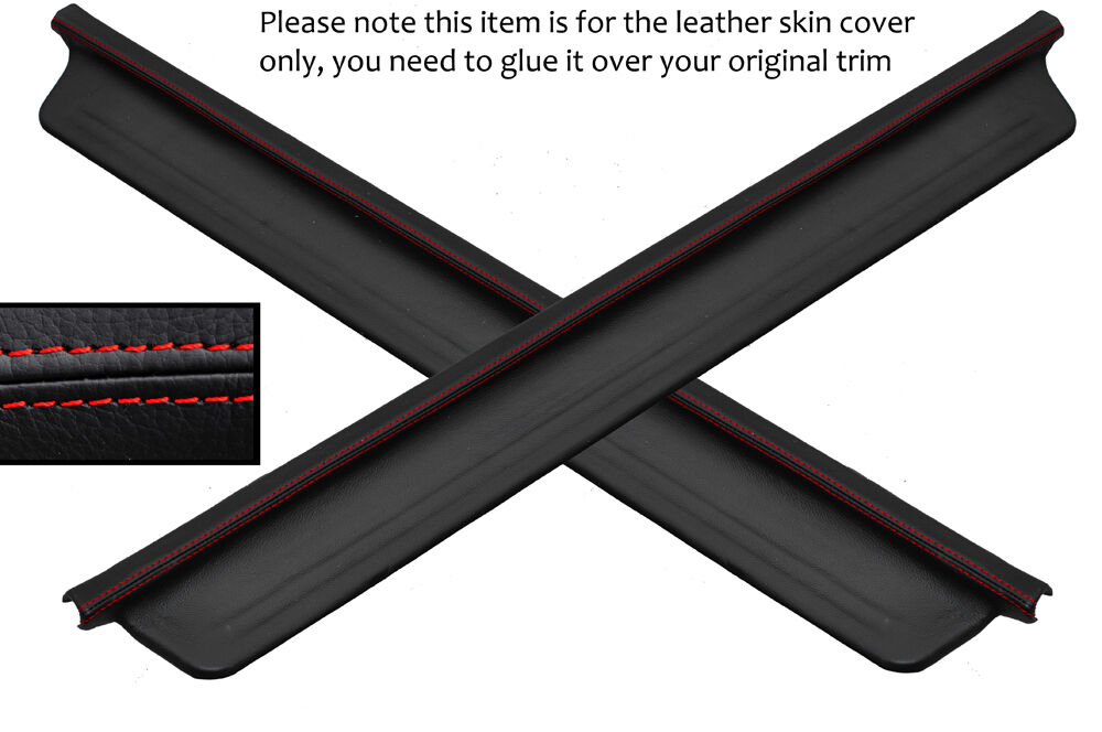 RED STITCH 2X DOOR SILL LEATHER SKIN COVERS FITS HONDA INTEGRA DC2 1993-2001