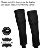 BLACK STITCH 2X SEAT BELT STALK REAL LEATHER COVERS FITS TESLA MODEL S 85 12-16
