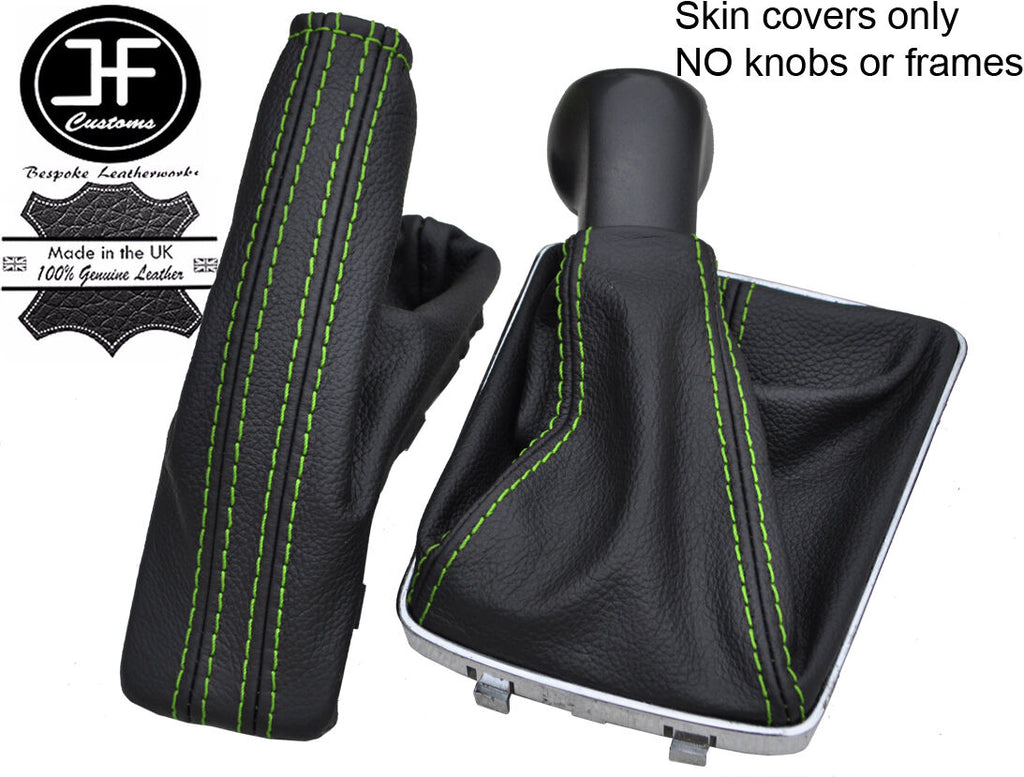 GREEN STITCH TOP GRAIN LEATHER GAITER SET FITS VAUXHALL OPEL ASTRA MK5 H 04-09
