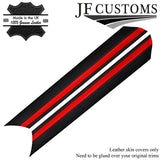 BLACK & RED STRIPE ITALIAN LEATHER 2X A PILLAR COVERS FITS FORD MUSTANG 67-68