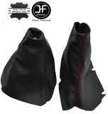 RED STITCHING FITS VOLVO S60 2000-2007 GEAR HANDBRAKE LEATHER BOOT SET
