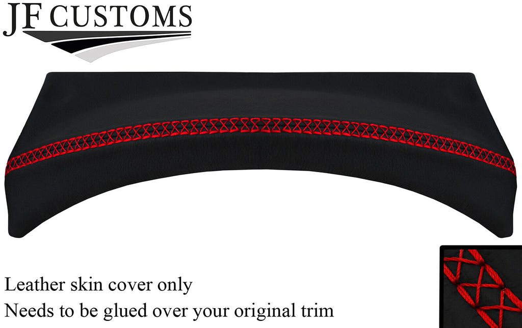 RED LUX-STITCH LEATHER SPEEDO HOOD COVER FITS LAND ROVER DEFENDER 07-16